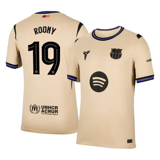 Camiseta de visitante ROONY #19 del Barcelona 2025/26, amarilla - UCL