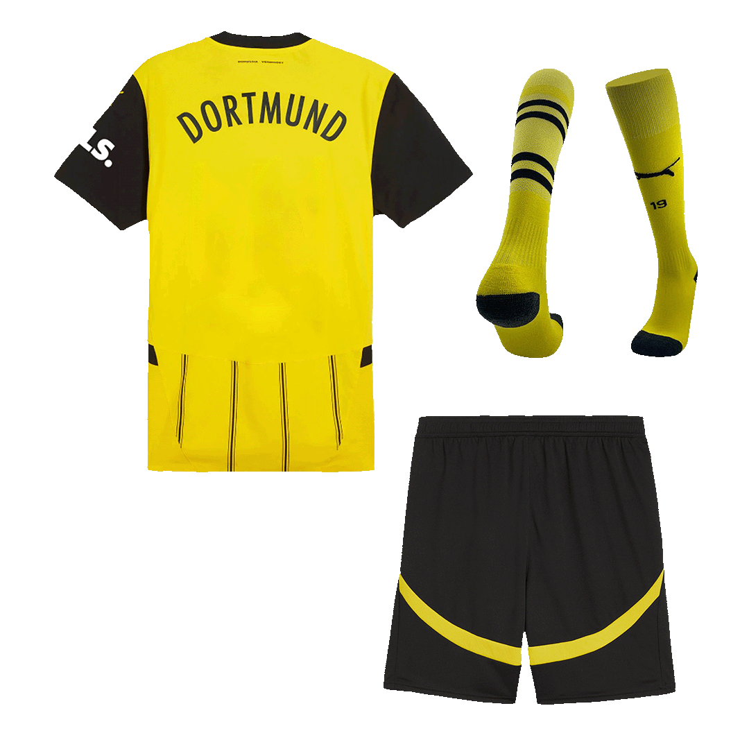 Kit de camiseta de fútbol local del Borussia Dortmund (camiseta, pantalones cortos y calcetines)