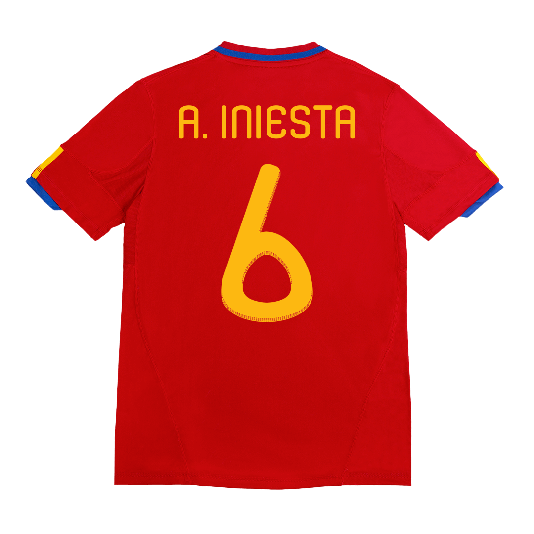 Camiseta de fútbol retro de A. INIESTA #6 2010 España local
