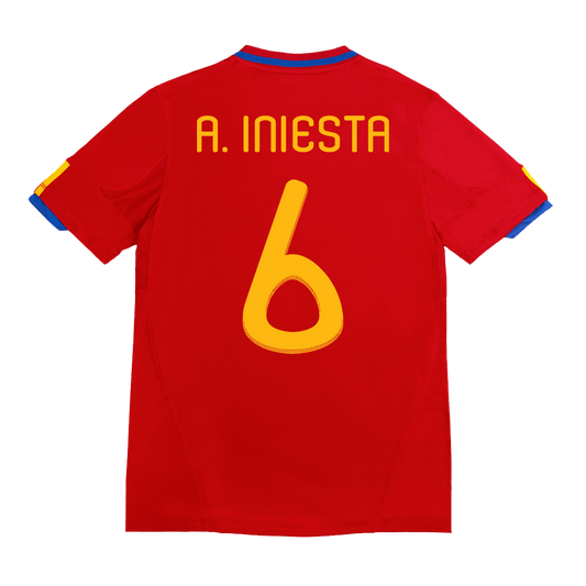 Camiseta de fútbol retro de A. INIESTA #6 2010 España local