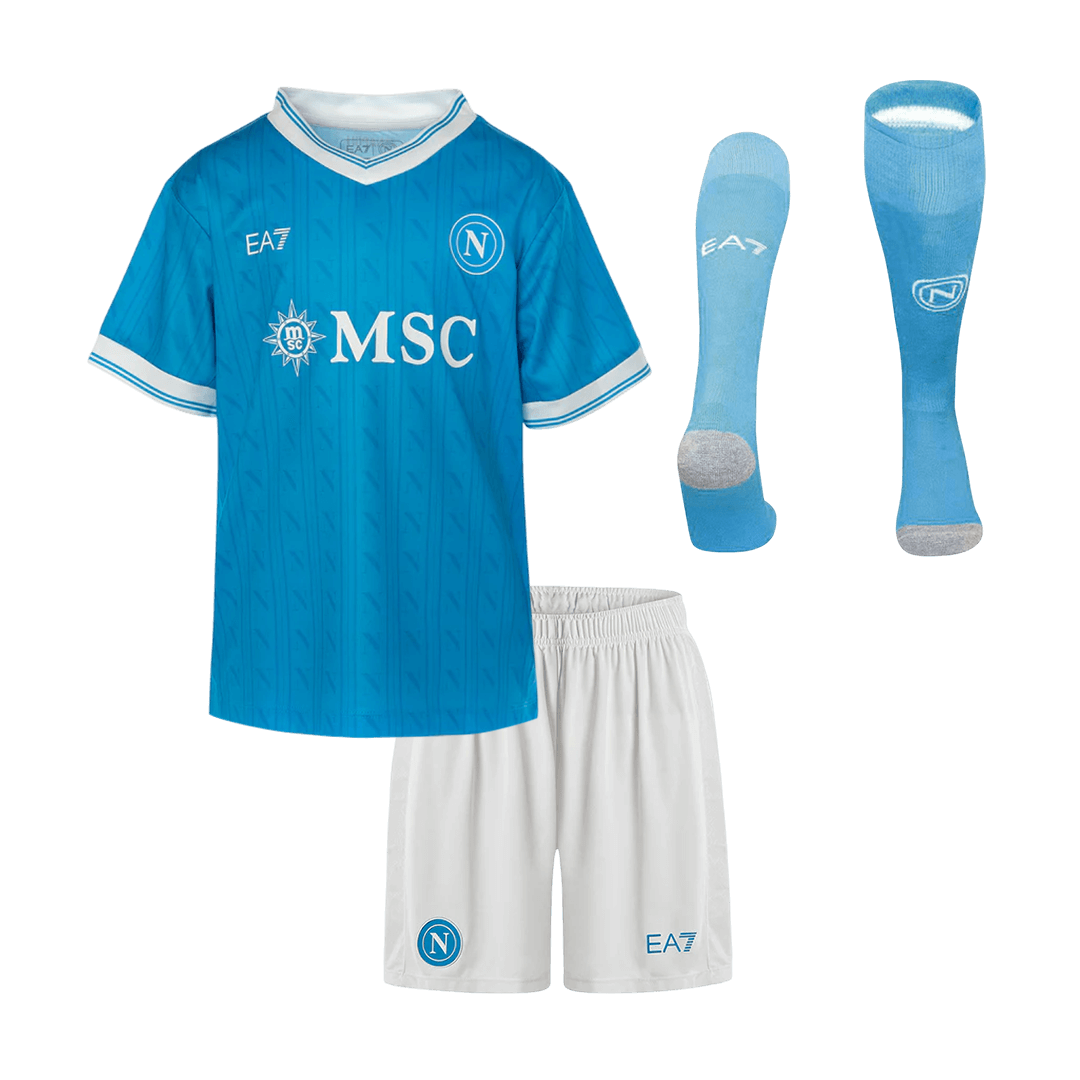 Kit de camiseta de fútbol local del Napoli para niños (camiseta, pantalón corto y calcetines) 2025/26