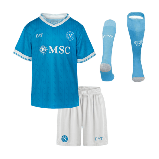 Kit de camiseta de fútbol local del Napoli para niños (camiseta, pantalón corto y calcetines) 2025/26