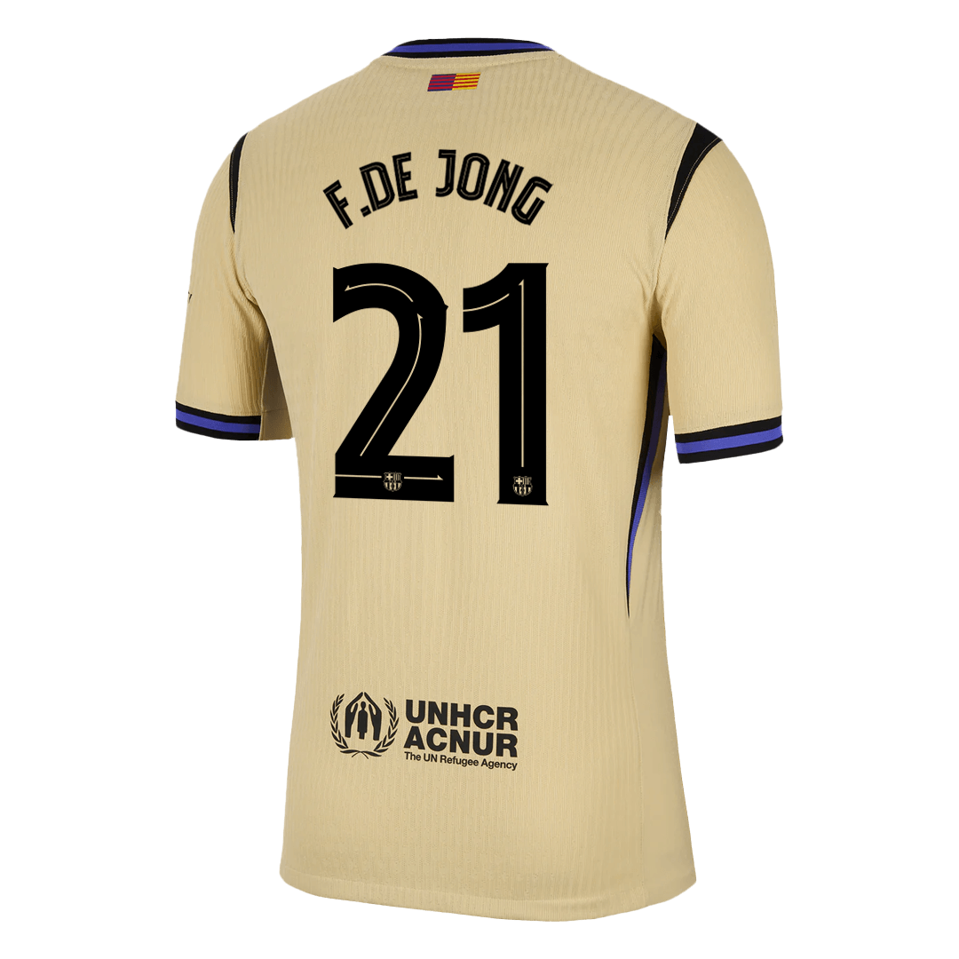 Camiseta de visitante auténtica del Barcelona F.DE JONG #21 2025/26, amarilla - UCL