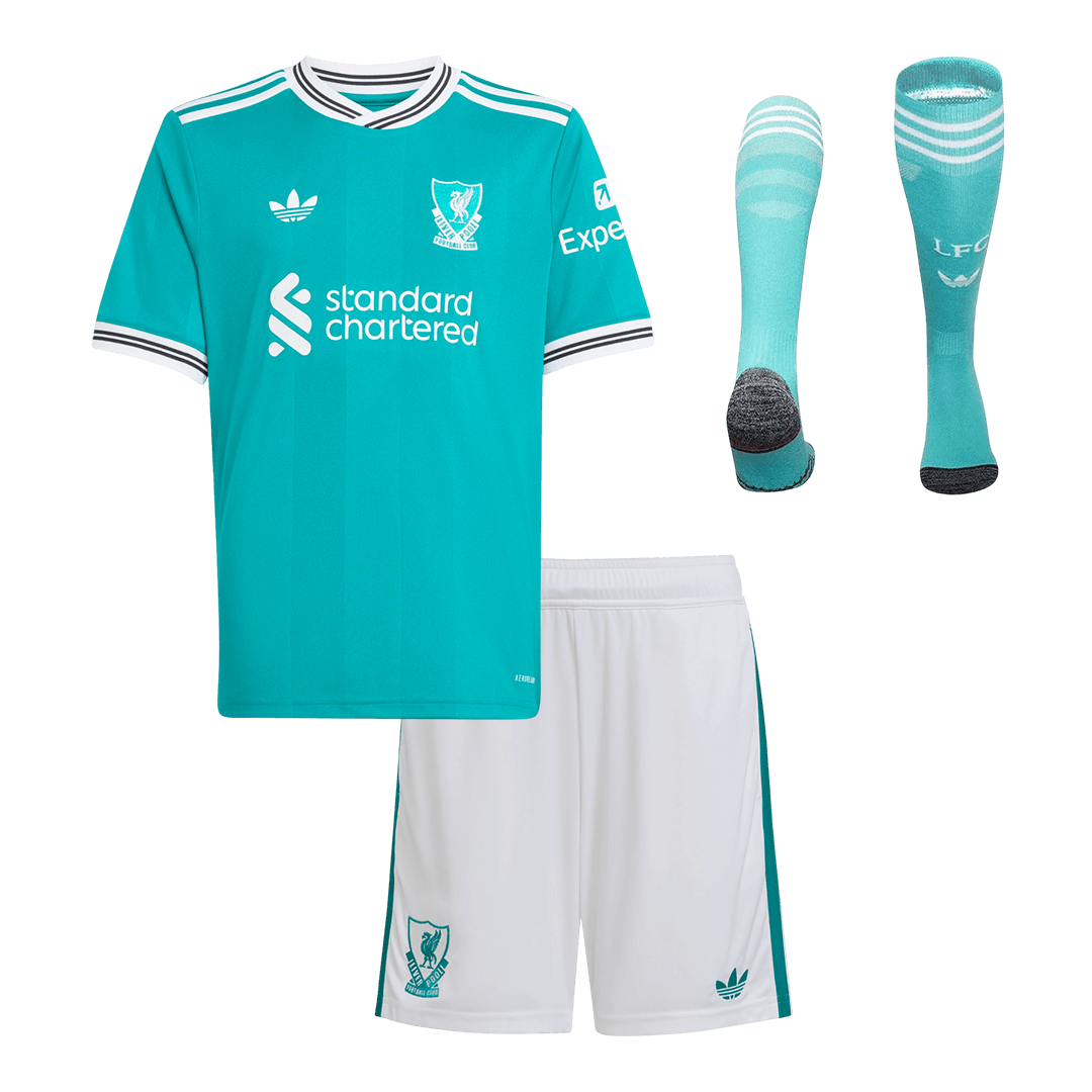 Kit de fútbol de visitante del Liverpool para niños (camiseta, pantalón corto y medias) 2025/26