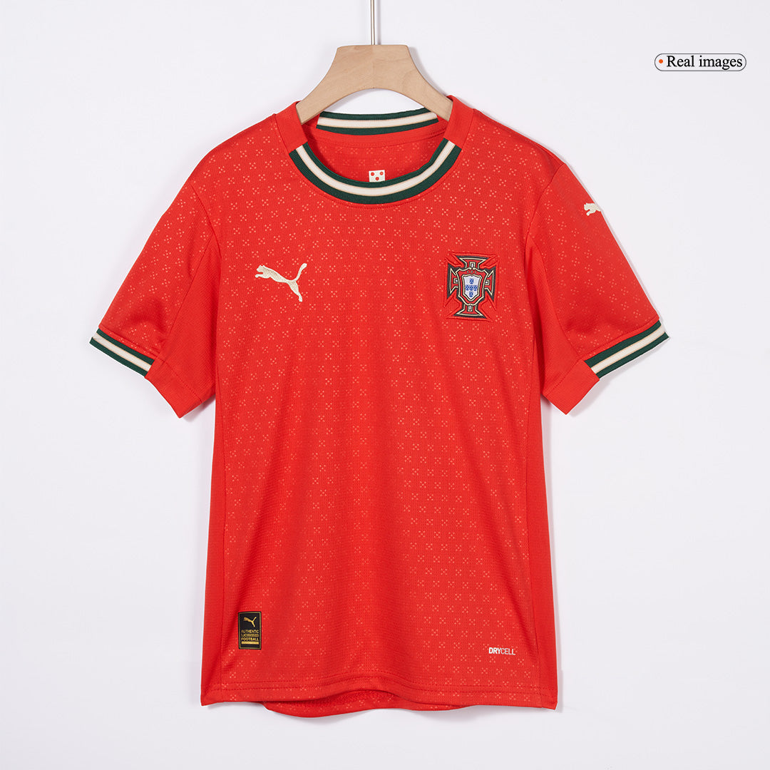 Kit de fútbol local de Portugal para niños (Kit y pantalón corto) 2025, color rojo
