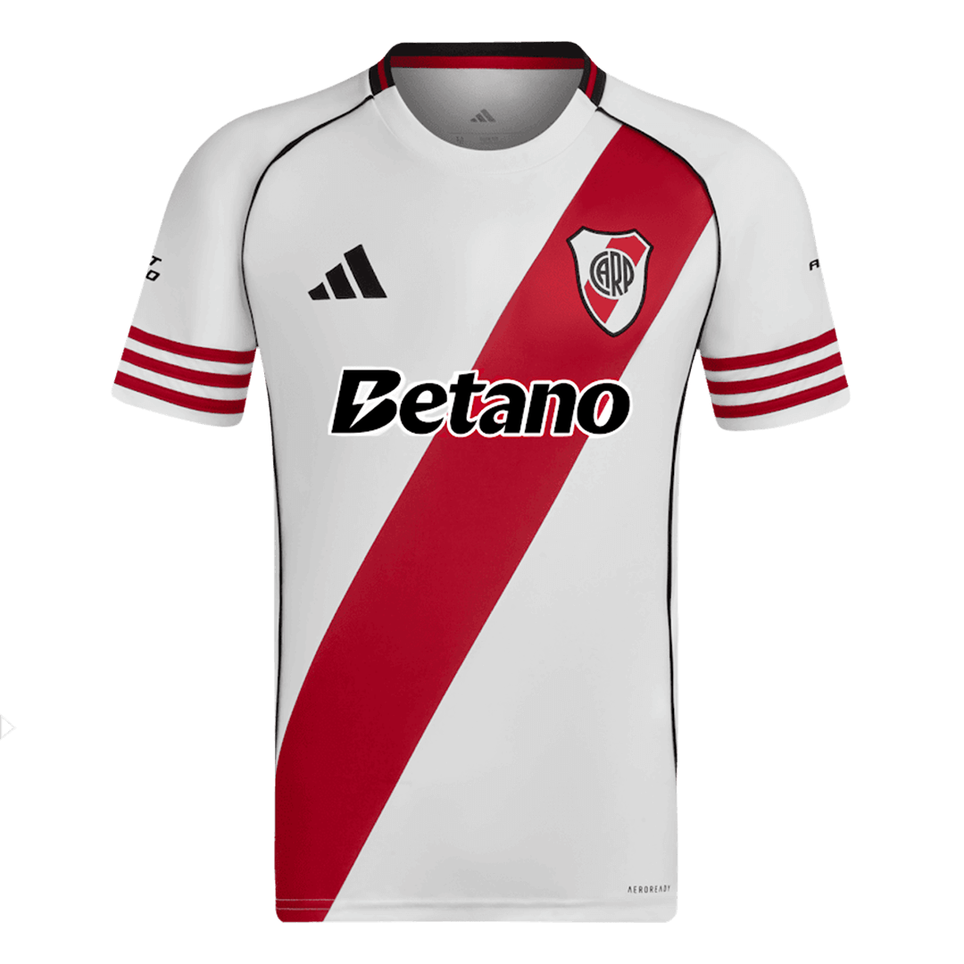 Camiseta de fútbol local de River Plate 25/26 roja y blanca