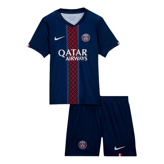 Camiseta de fútbol local del PSG para niños (camiseta y pantalón corto) 2025/26, azul marino