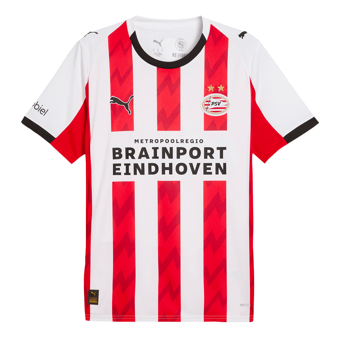 Camiseta de fútbol local del PSV Eindhoven 25/26, roja y blanca