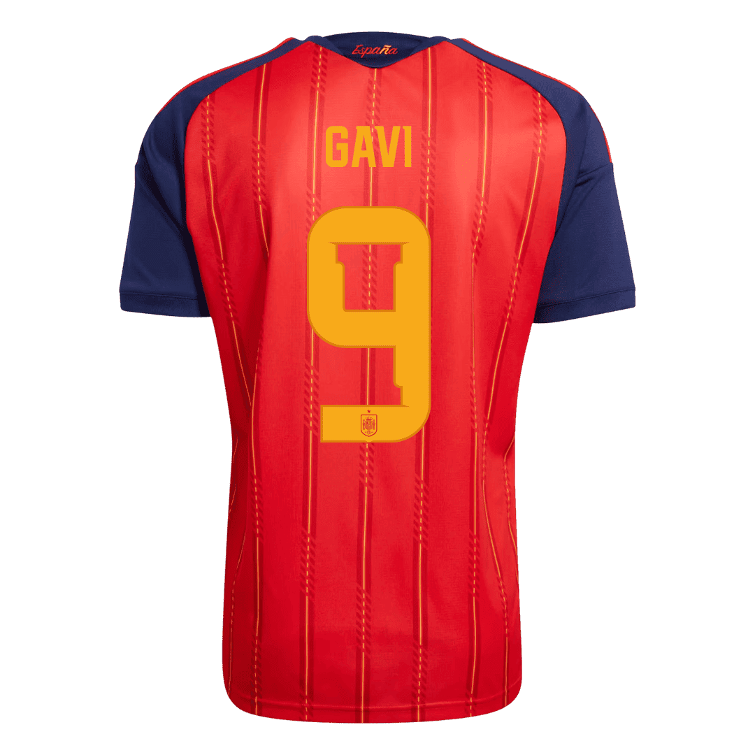 Camiseta de fútbol GAVI #9 España Edición Campeona, local, Copa Mundial 2026, roja