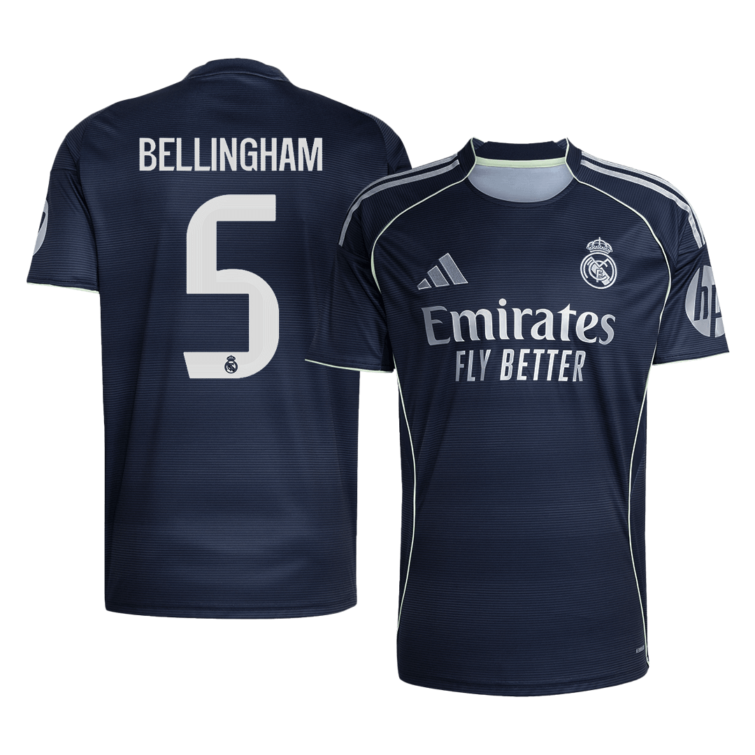 Camiseta de fútbol visitante del Real Madrid BELLINGHAM #5 2025/26