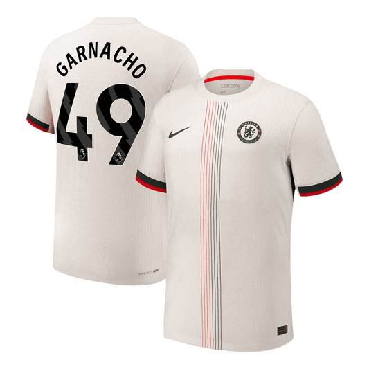 Camiseta de fútbol visitante auténtica GARNACHO #49 del Chelsea 2025/26