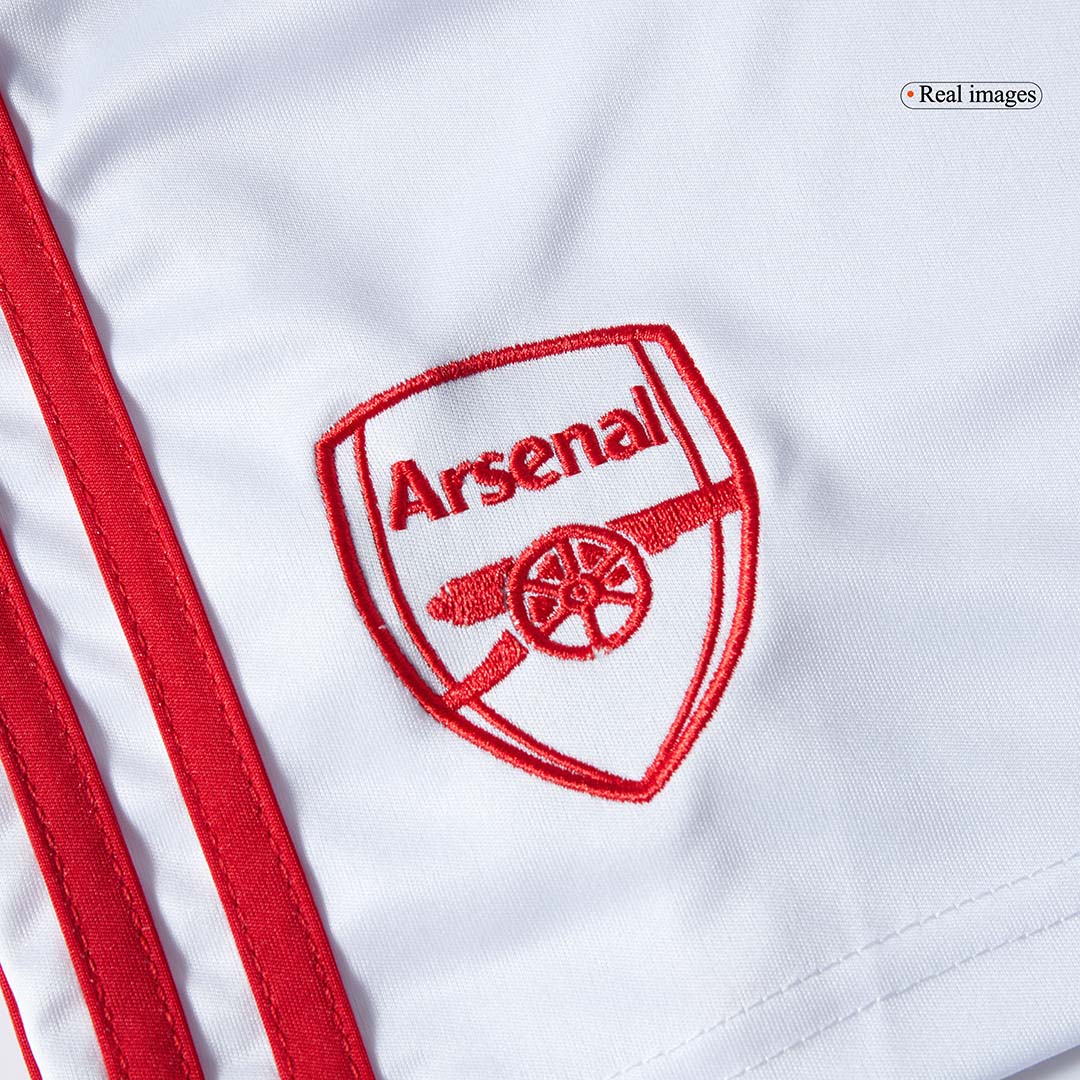 Kit de fútbol local del Arsenal para niños (camiseta, pantalones cortos y calcetines) 2025/26, color rojo