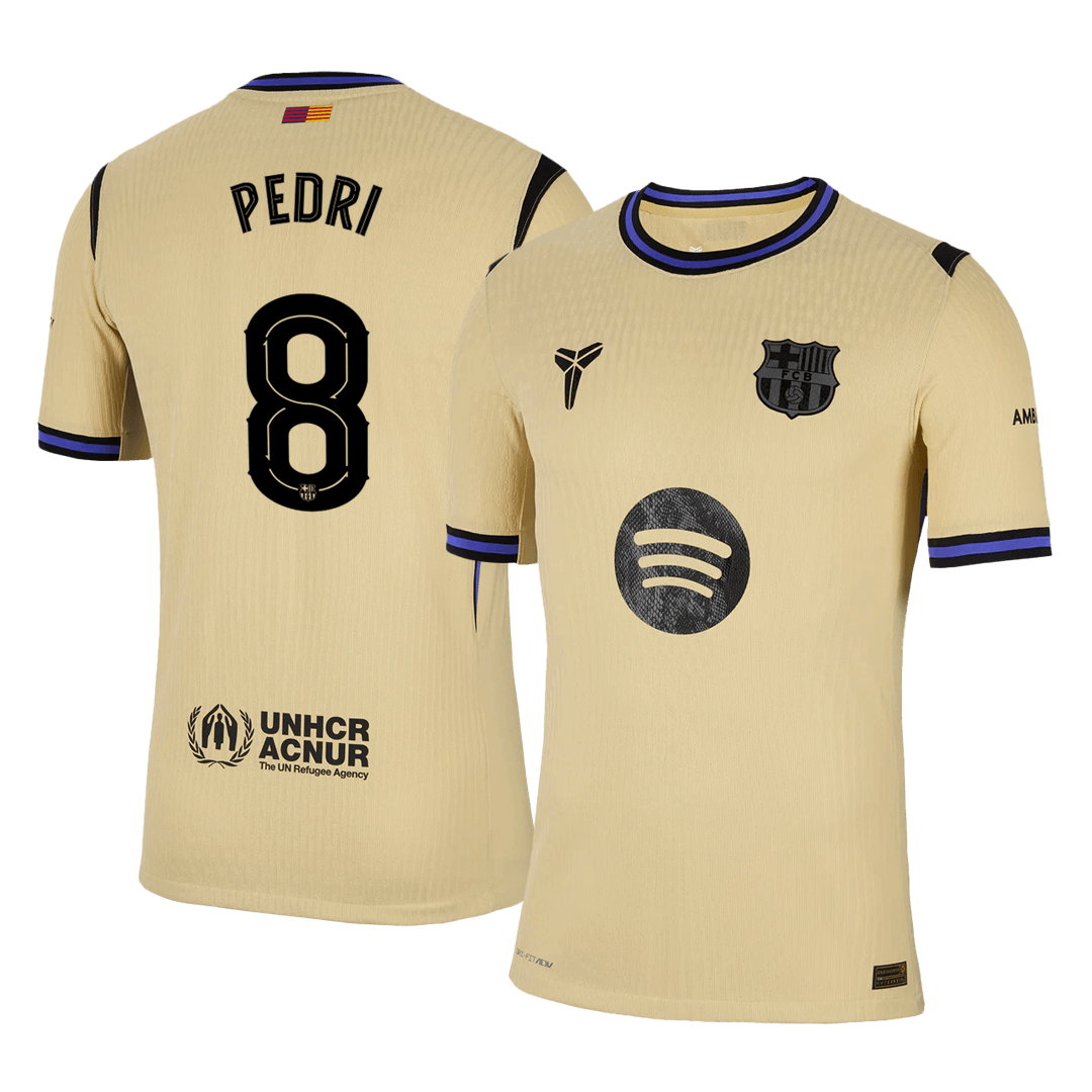 Camiseta de visitante del Barcelona 2025/26, auténtica, amarilla, PEDRI #8 - UCL