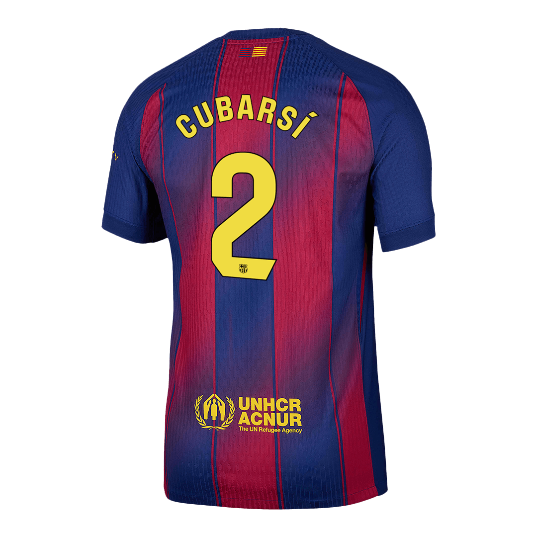Camiseta de fútbol auténtica CUBARSÍ #2 del Barcelona 2025/26, roja y azul