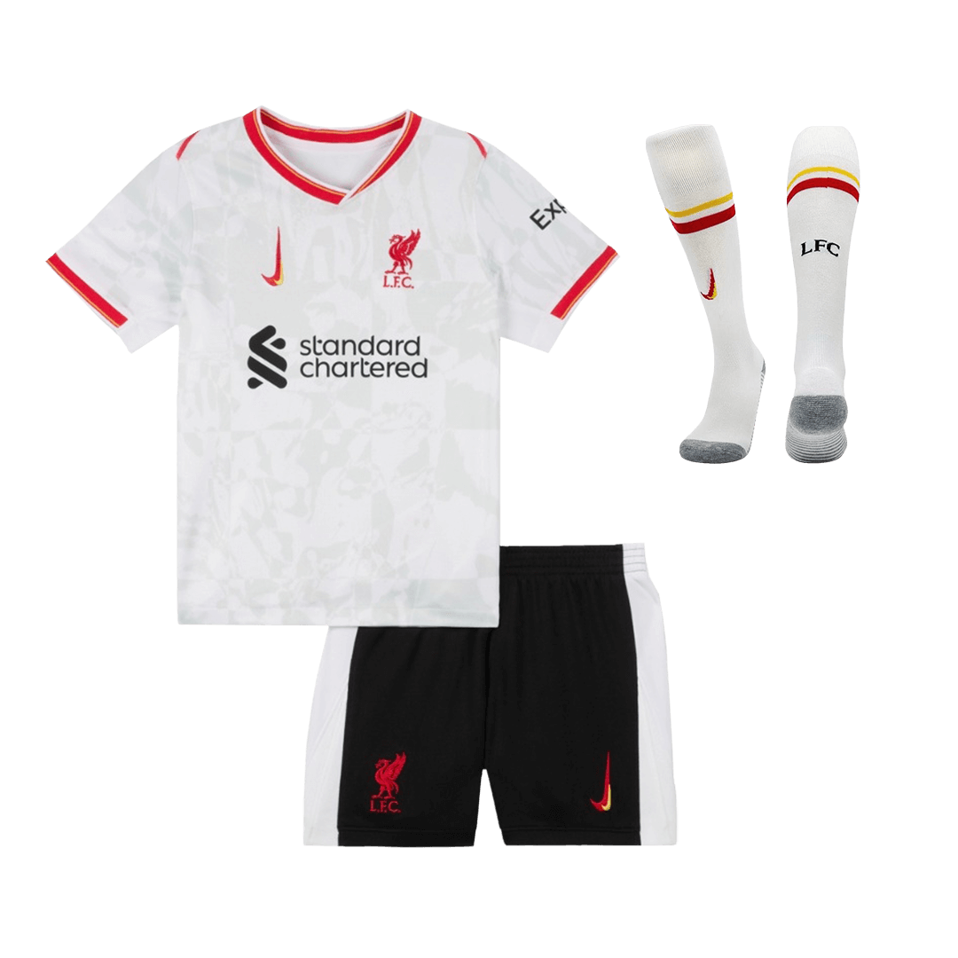 Kit de fútbol infantil de visitante del Liverpool (camiseta, pantalón corto y calcetines) 2024/25