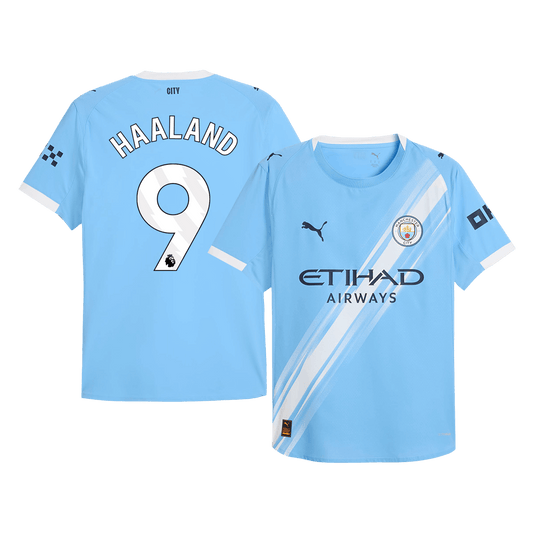 Camiseta de fútbol local auténtica HAALAND #9 del Manchester City 2025/26 azul