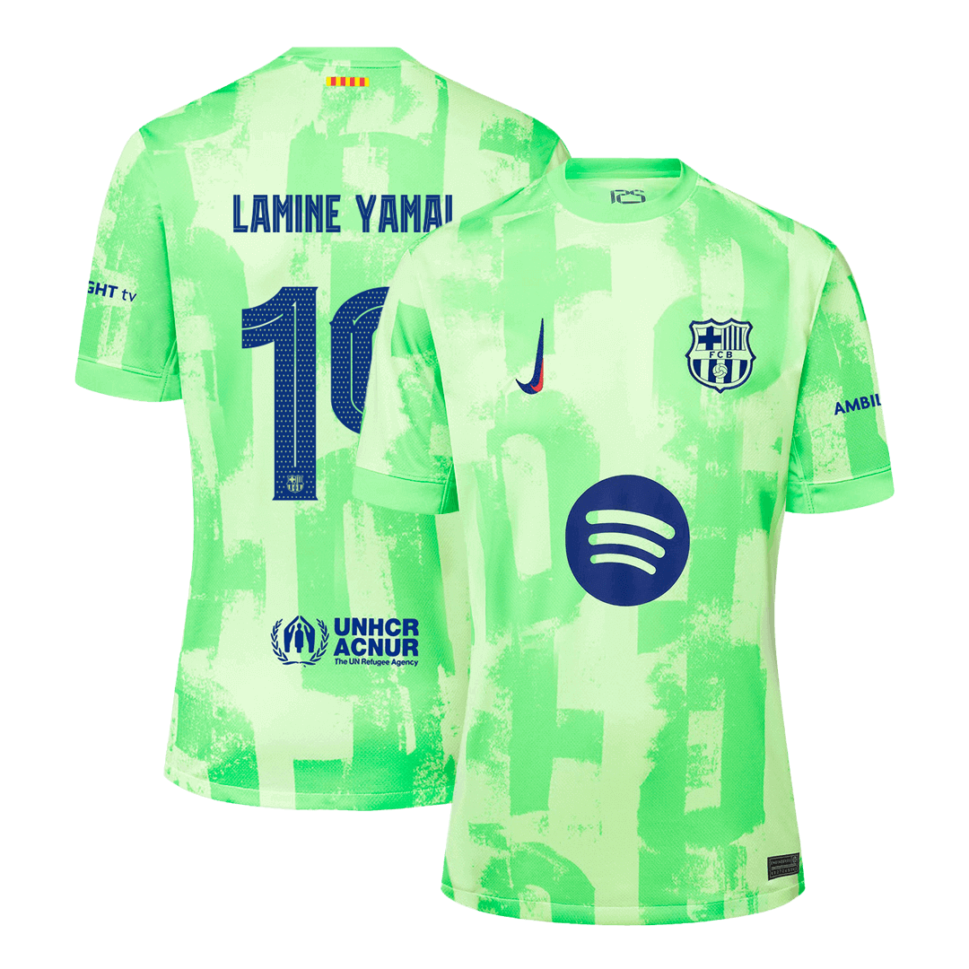 Camiseta de fútbol visitante LAMINE YAMAL #19 del Barcelona (UCL) (Logotipo de Spotify sin texto)