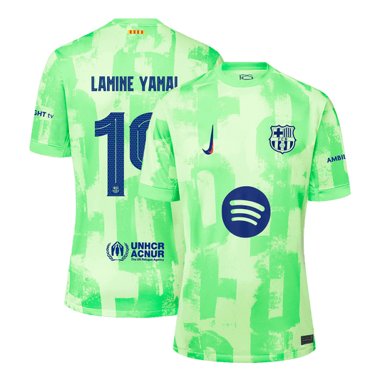 Camiseta de fútbol visitante LAMINE YAMAL #19 del Barcelona (UCL) (Logotipo de Spotify sin texto)