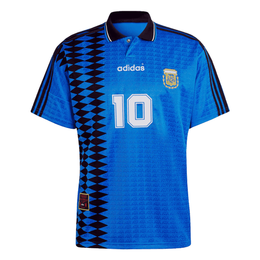 Camiseta de fútbol retro de visitante de Argentina n.° 10 de 1994