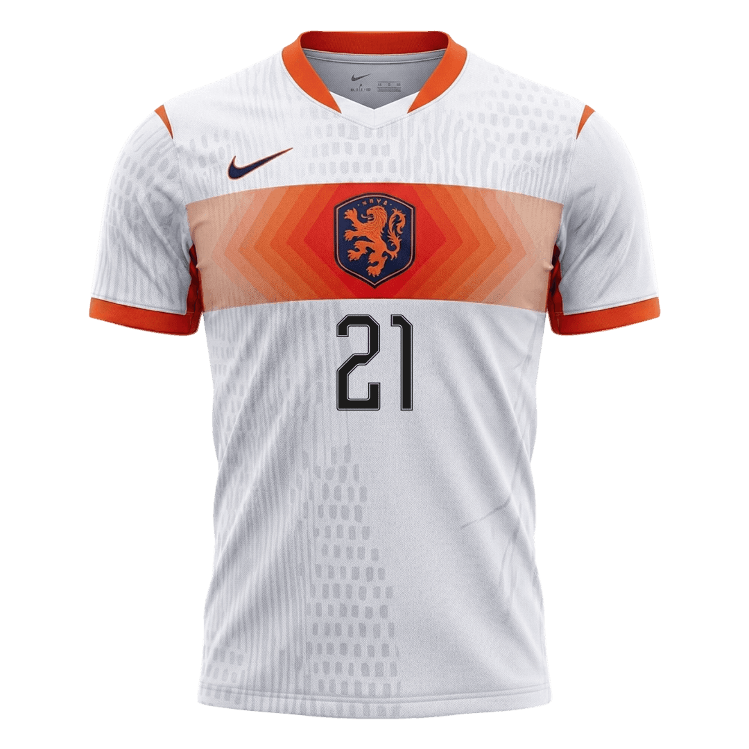 Auténtica camiseta de visitante de F.DE JONG #21 de los Países Bajos, temporada 2026