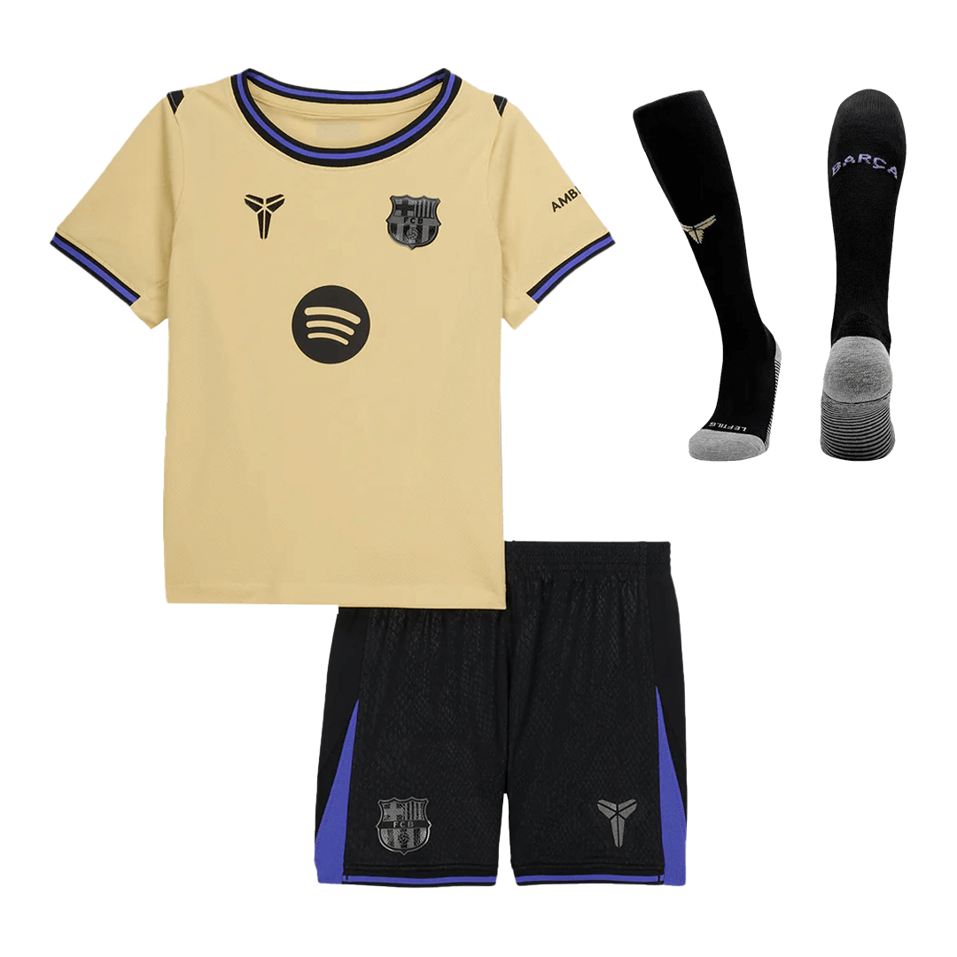 Kit de visitante del Barcelona para niño (Kit, pantalón corto y calcetines) 2025/26 (amarillo y negro)