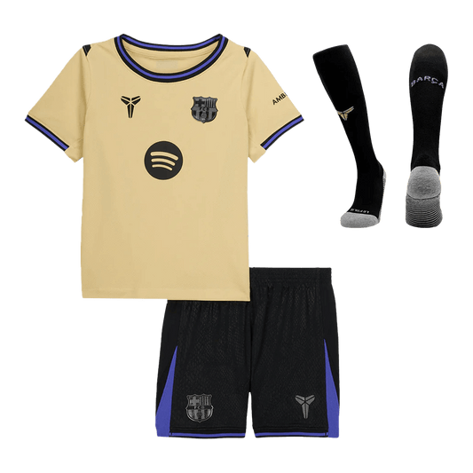 Kit de visitante del Barcelona para niño (Kit, pantalón corto y calcetines) 2025/26 (amarillo y negro)