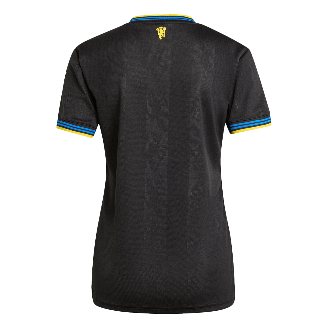 Camiseta de fútbol visitante del Manchester United para mujer, color negro, temporada 2025/26