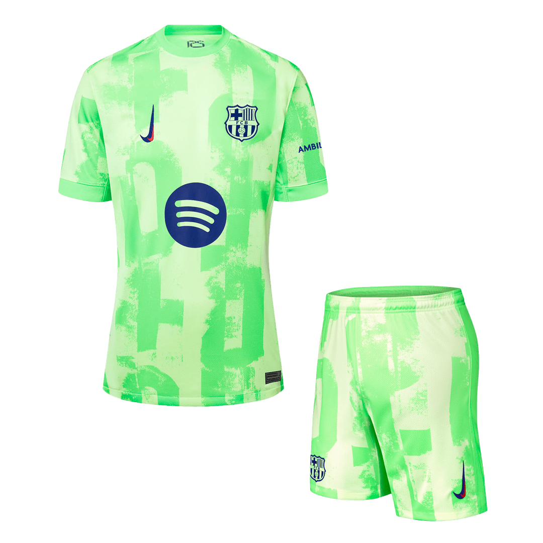 Kit de visitante del Barcelona (Kit + Pantalón) - UCL (Logotipo de Spotify sin texto)
