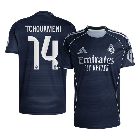 Camiseta de fútbol de segunda equipación Real Madrid TCHOUAMENI #14 2025/26