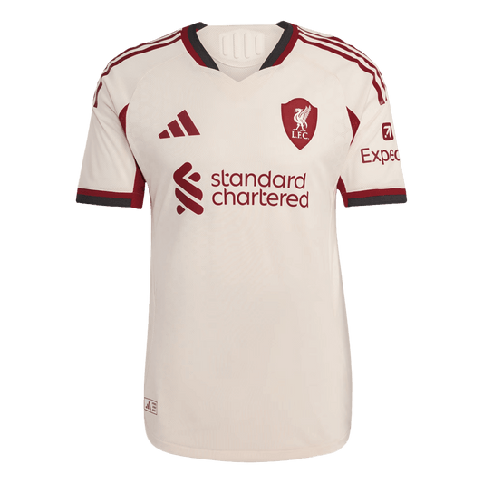 Camiseta de fútbol visitante auténtica del Liverpool 25/26 blanca