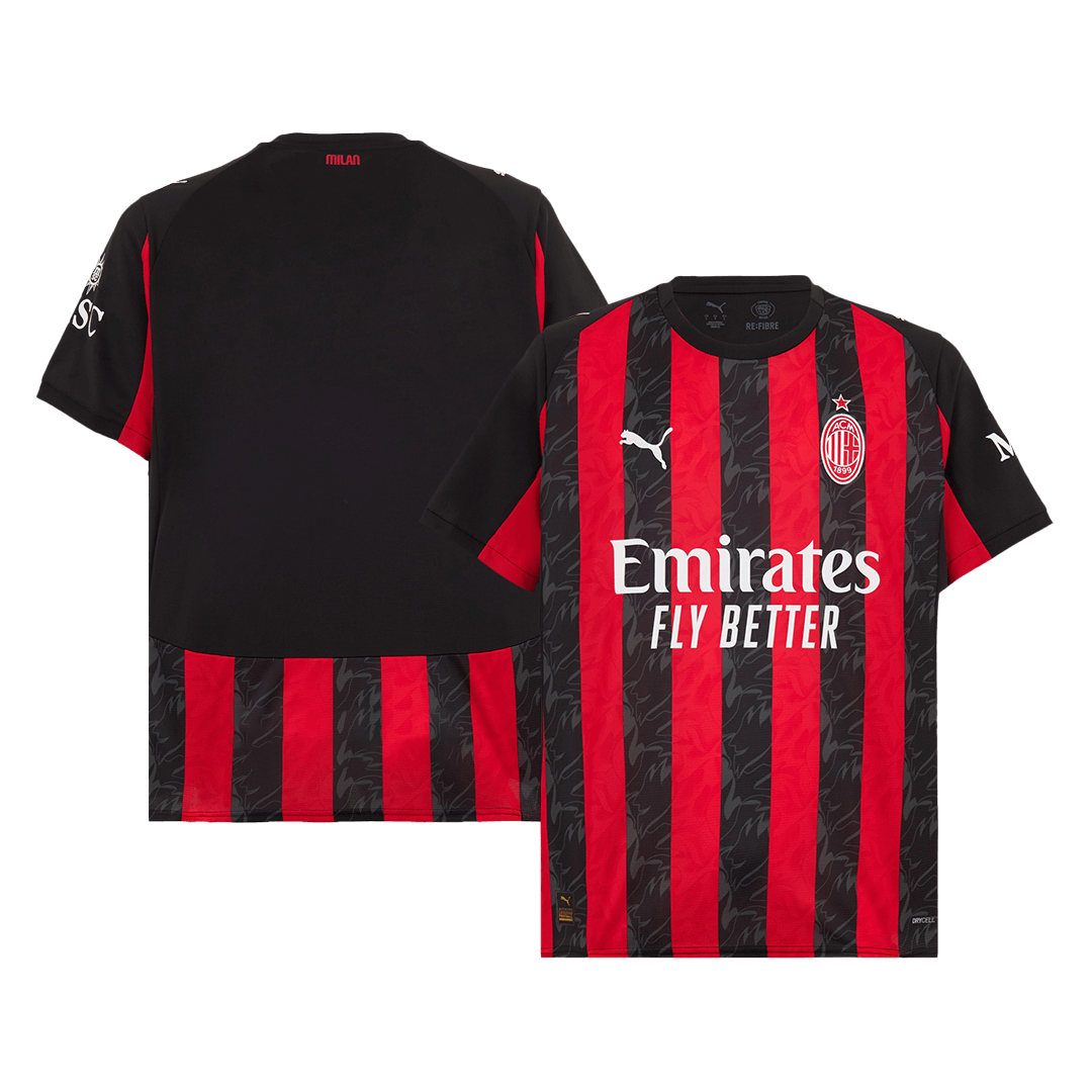 Camiseta de fútbol local del AC Milan 2025/26, roja y negra