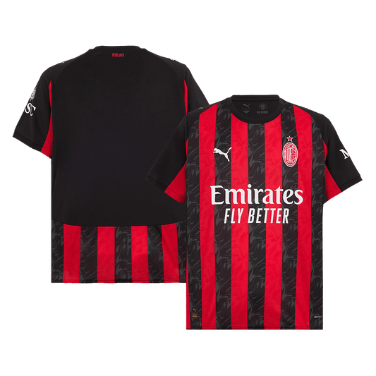 Camiseta de fútbol local del AC Milan 2025/26, roja y negra