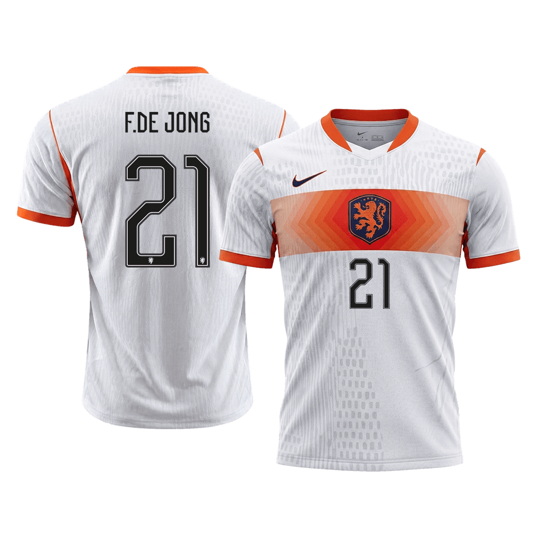 Auténtica camiseta de visitante de F.DE JONG #21 de los Países Bajos, temporada 2026