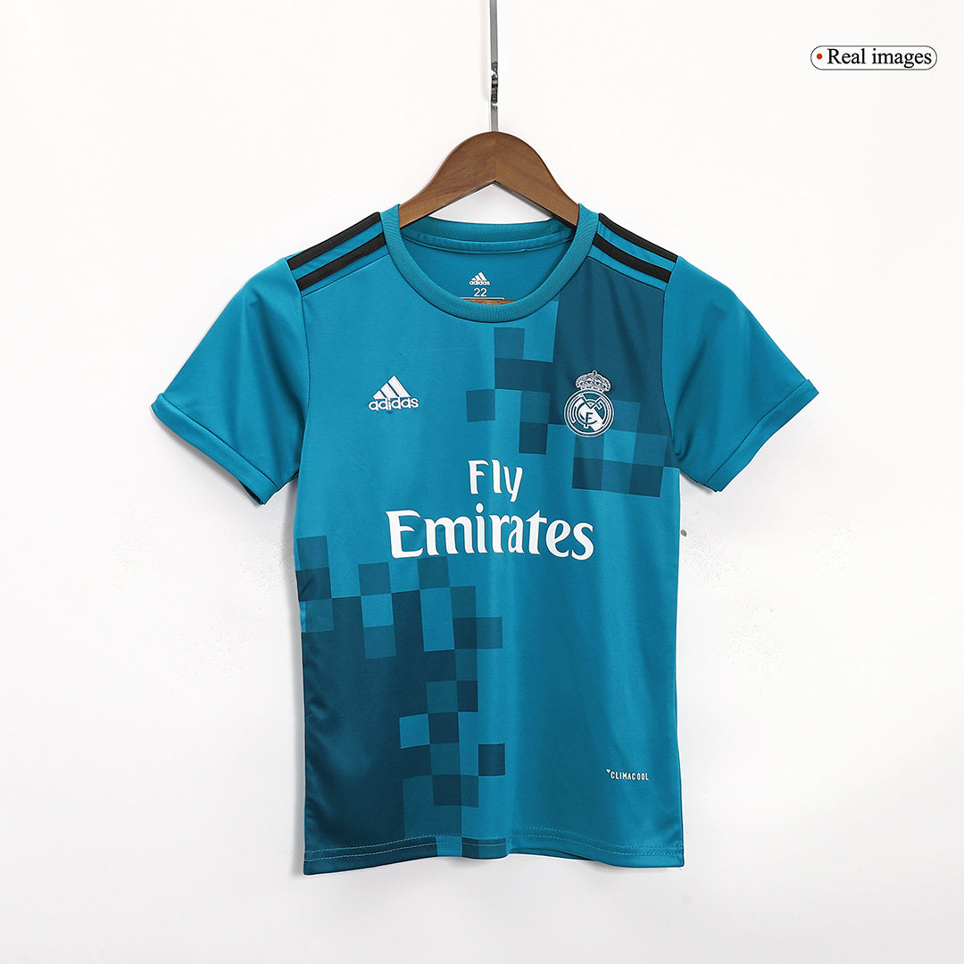 Kit de camiseta de fútbol de la tercera equipación del Real Madrid 2017/18 para niños