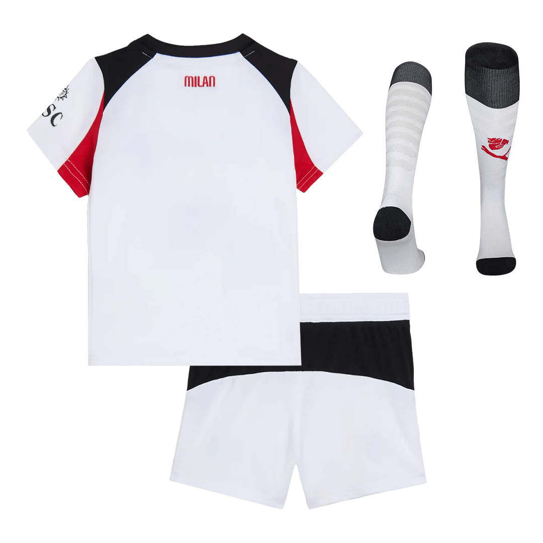 Kit de camiseta de visitante del AC Milan para niños (camiseta, pantalón corto y calcetines) 2025/26