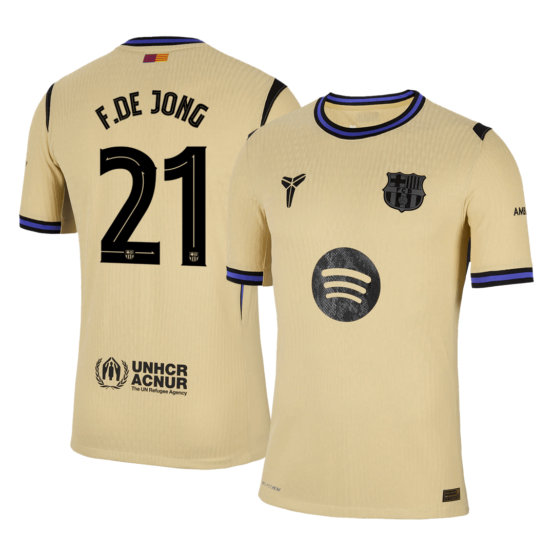 Camiseta de visitante auténtica del Barcelona F.DE JONG #21 2025/26, amarilla - UCL