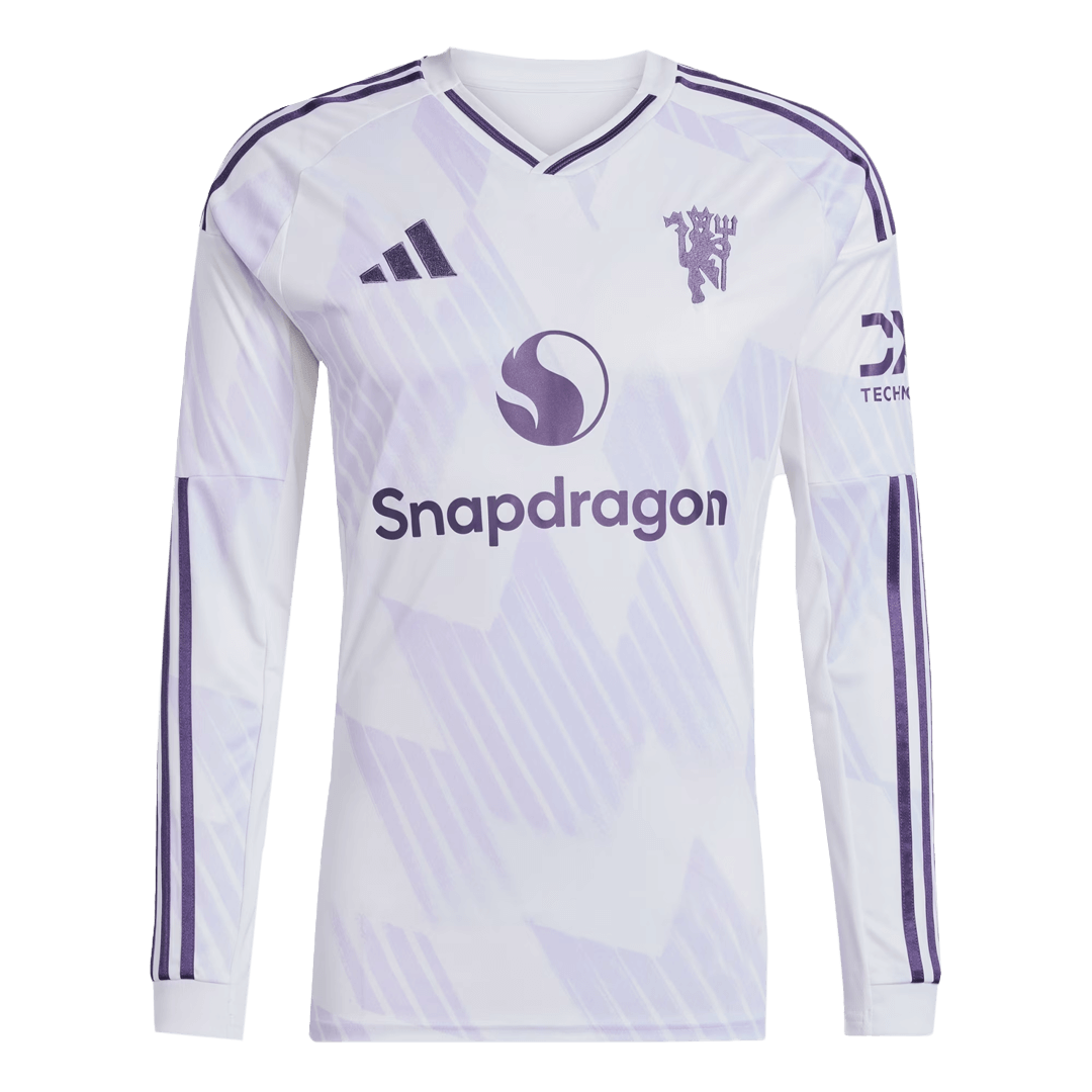 Camiseta de fútbol de manga larga visitante del Manchester United 2025/26 blanca