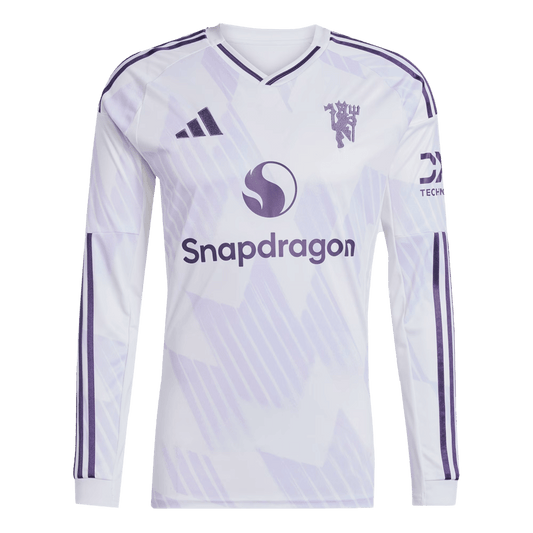 Camiseta de fútbol de manga larga visitante del Manchester United 2025/26 blanca