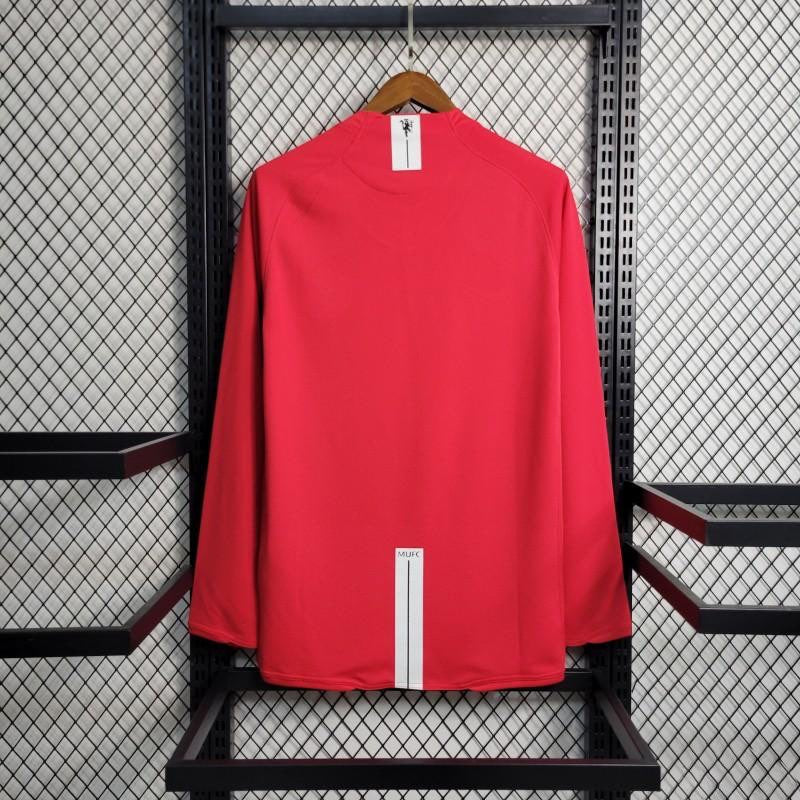 Camiseta retro de local del Manchester United de manga larga 2007-2008