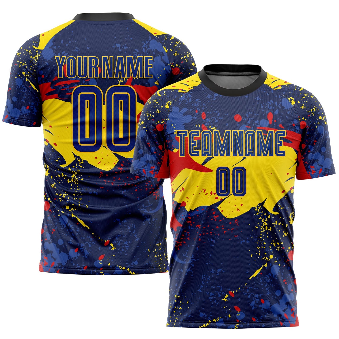Camiseta de fútbol personalizada con sublimación dorada y figura real