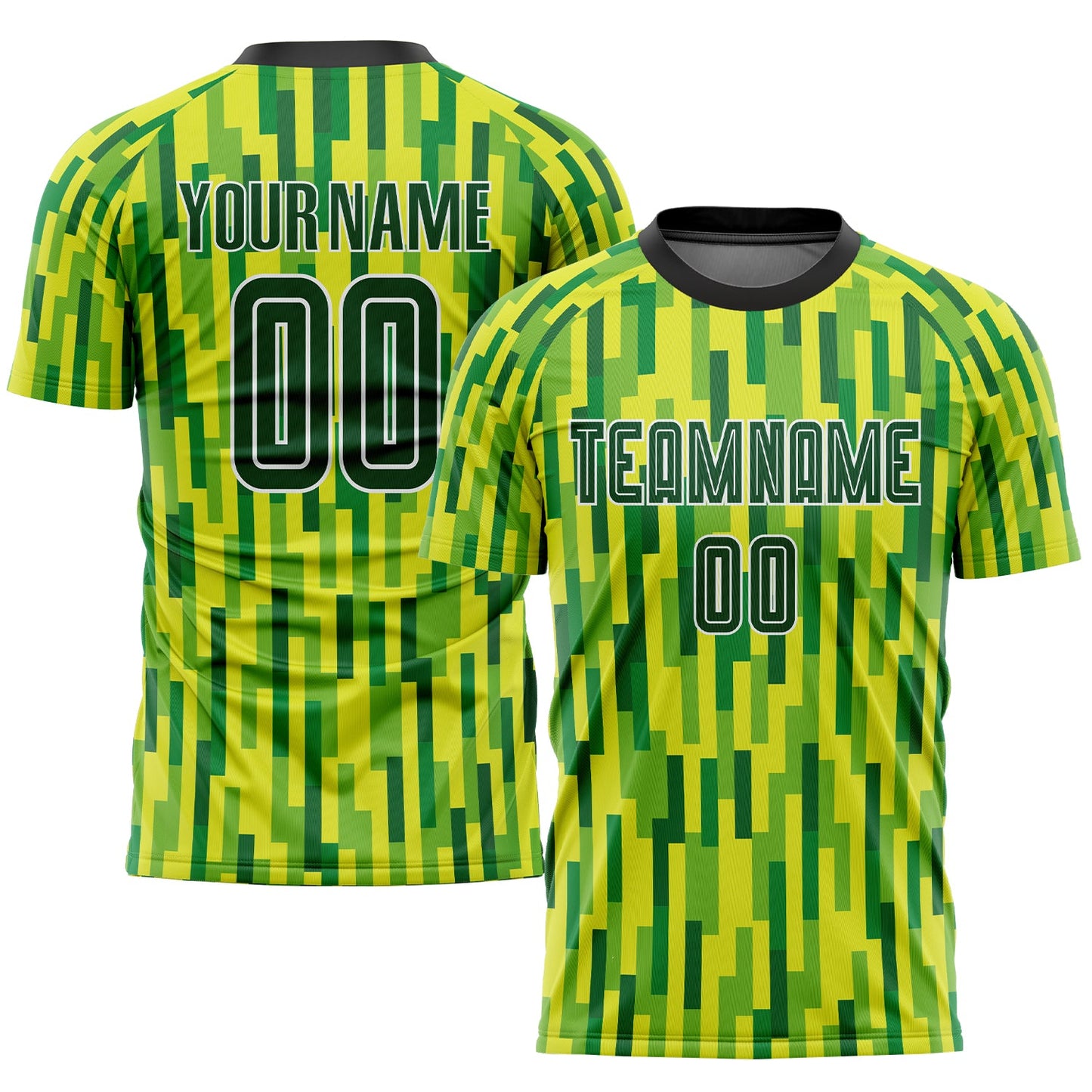 Camiseta de fútbol personalizada con sublimación verde neón, verde y dorado