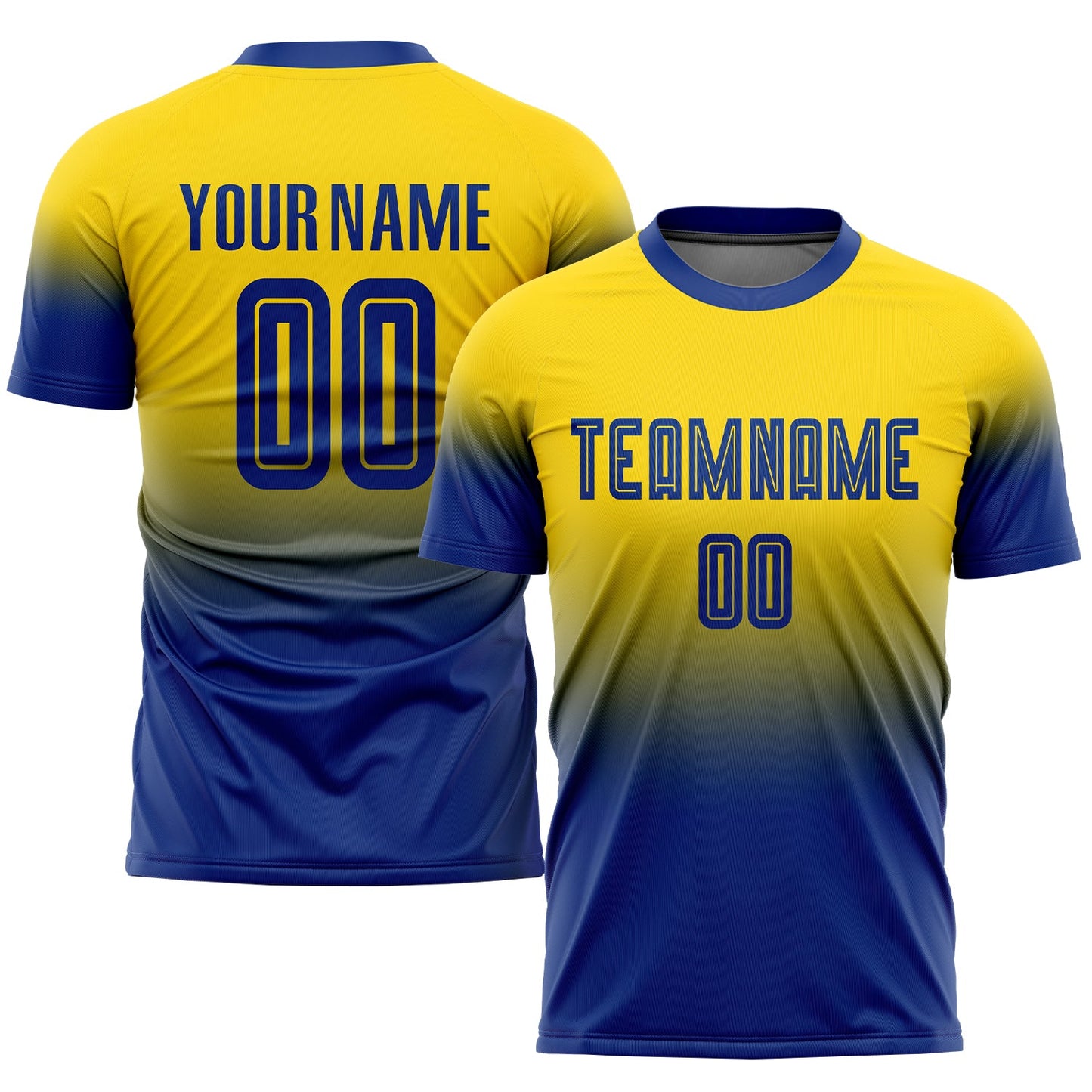 Camiseta de fútbol personalizada con sublimación dorada y desteñida