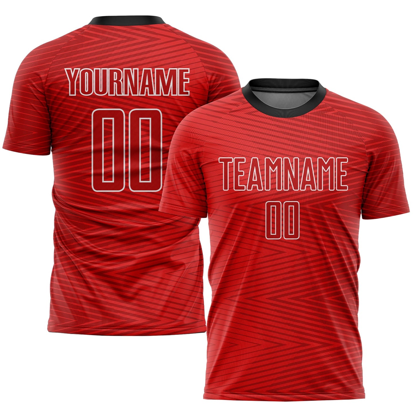 Camiseta de fútbol personalizada con sublimación en rojo, rojo y negro