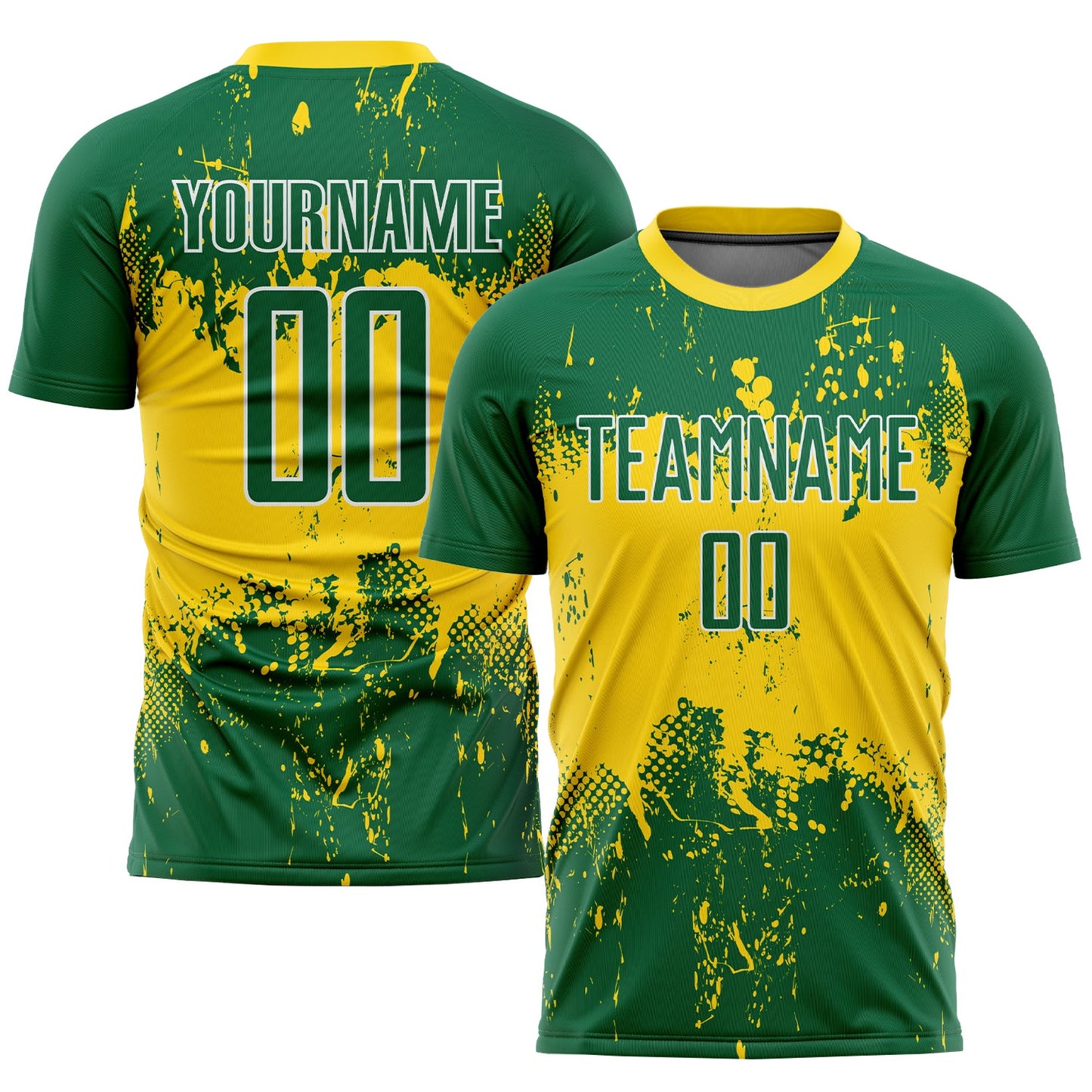 Camiseta de fútbol personalizada con sublimación verde, verde y dorado