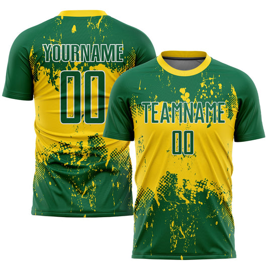 Camiseta de fútbol personalizada con sublimación verde, verde y dorado