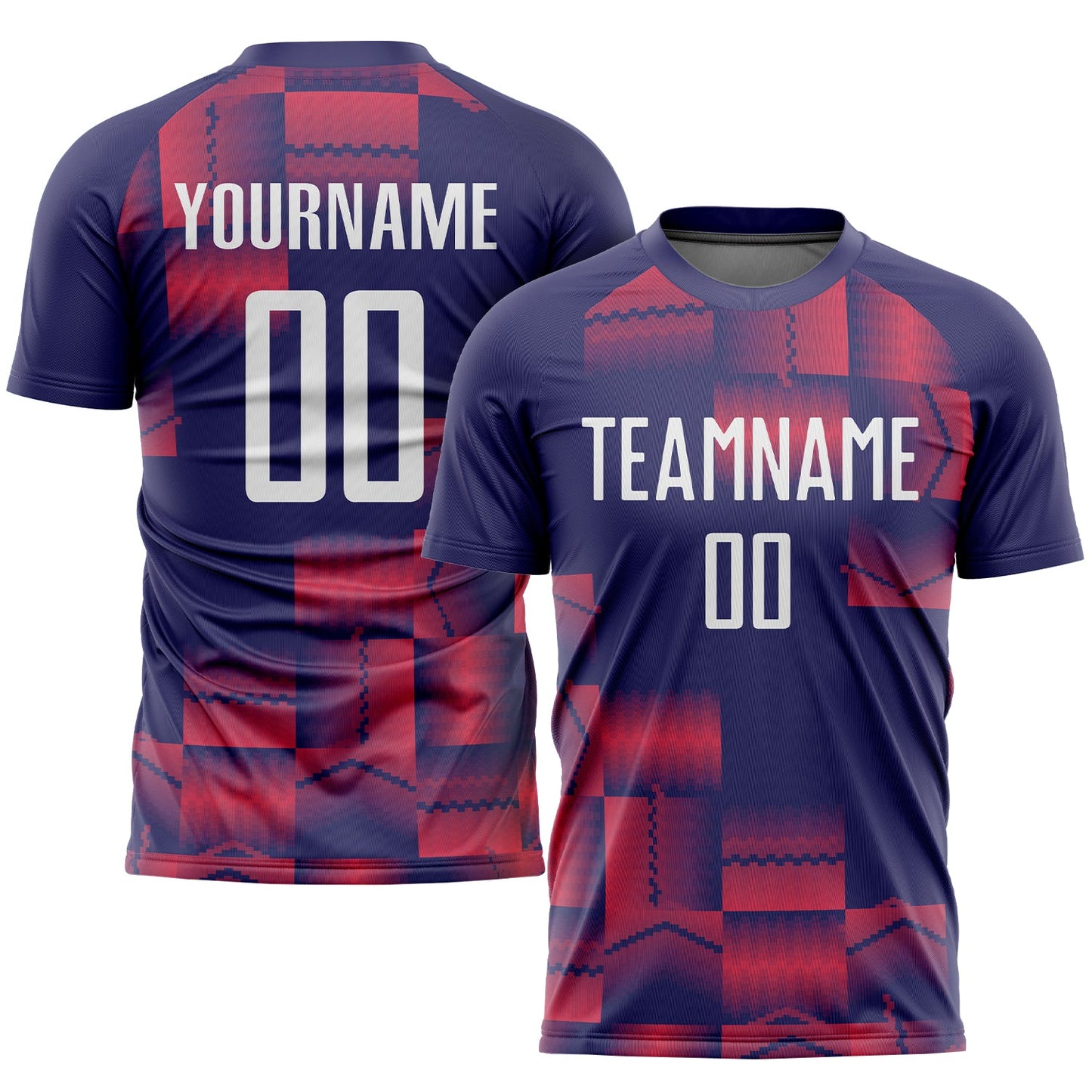 Camiseta de fútbol personalizada con sublimación en blanco y morado