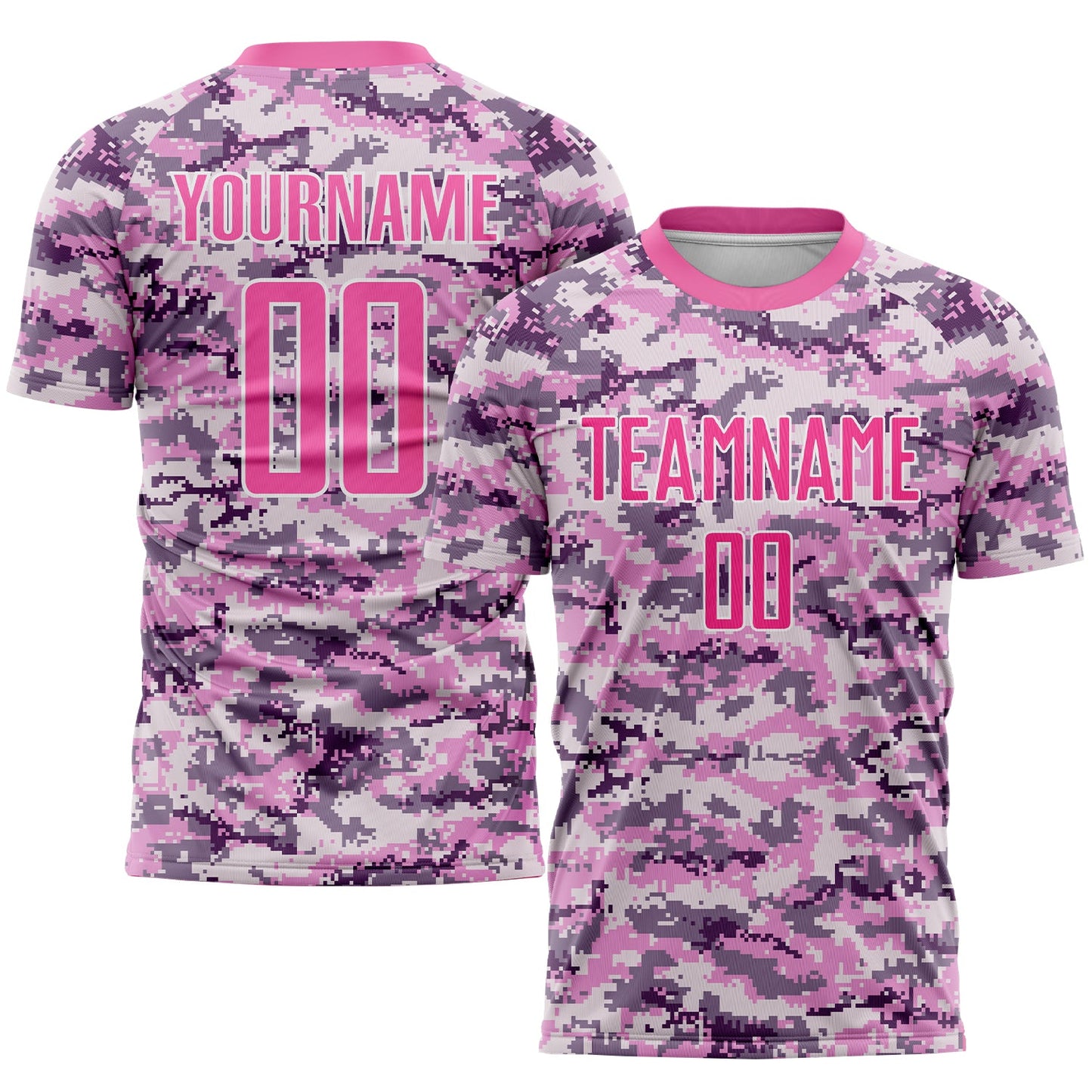 Camiseta de fútbol personalizada de camuflaje rosa y blanco con sublimación "Salute to Service"