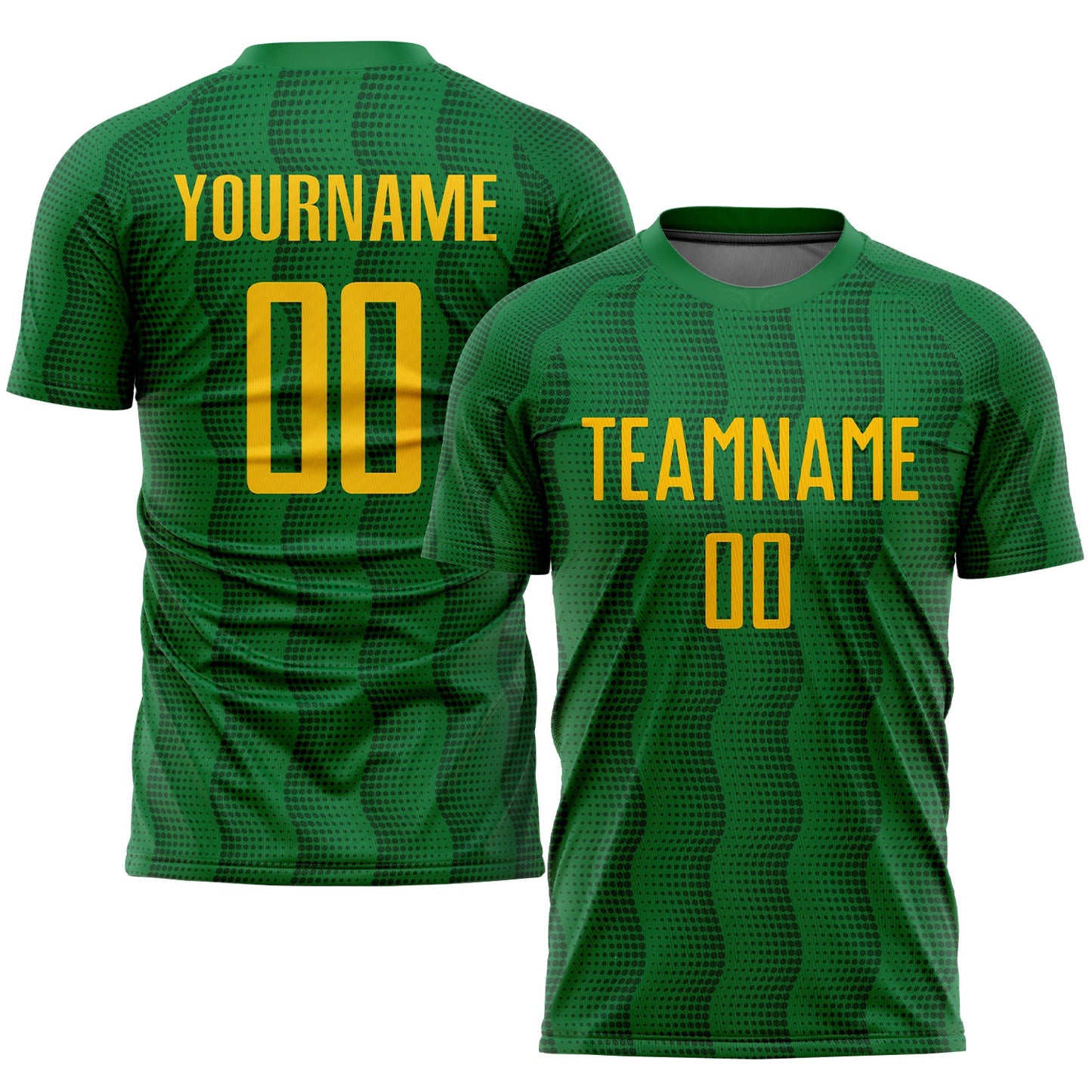 Camiseta de fútbol personalizada Kelly Green Gold con sublimación