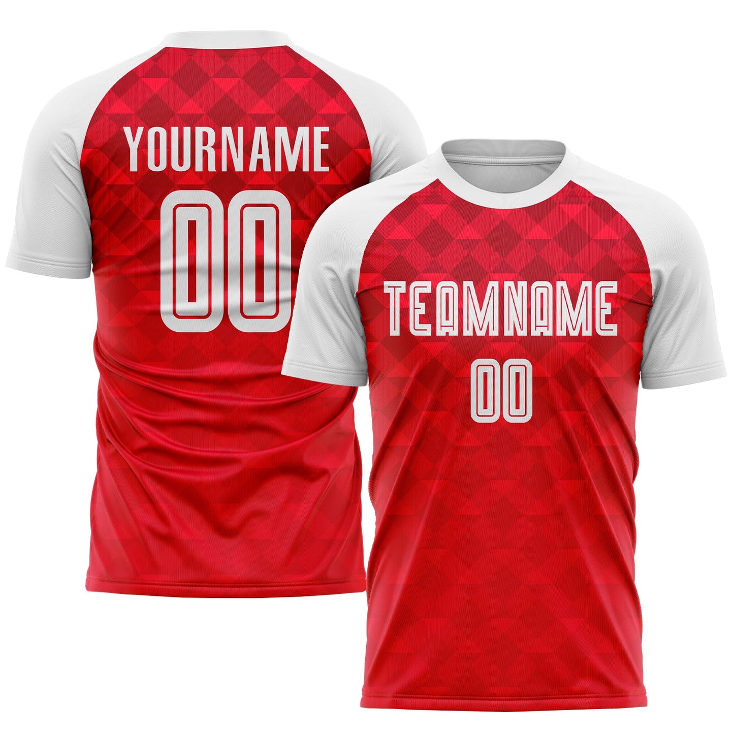 Camiseta de fútbol personalizada de visitante, roja y blanca, sublimada