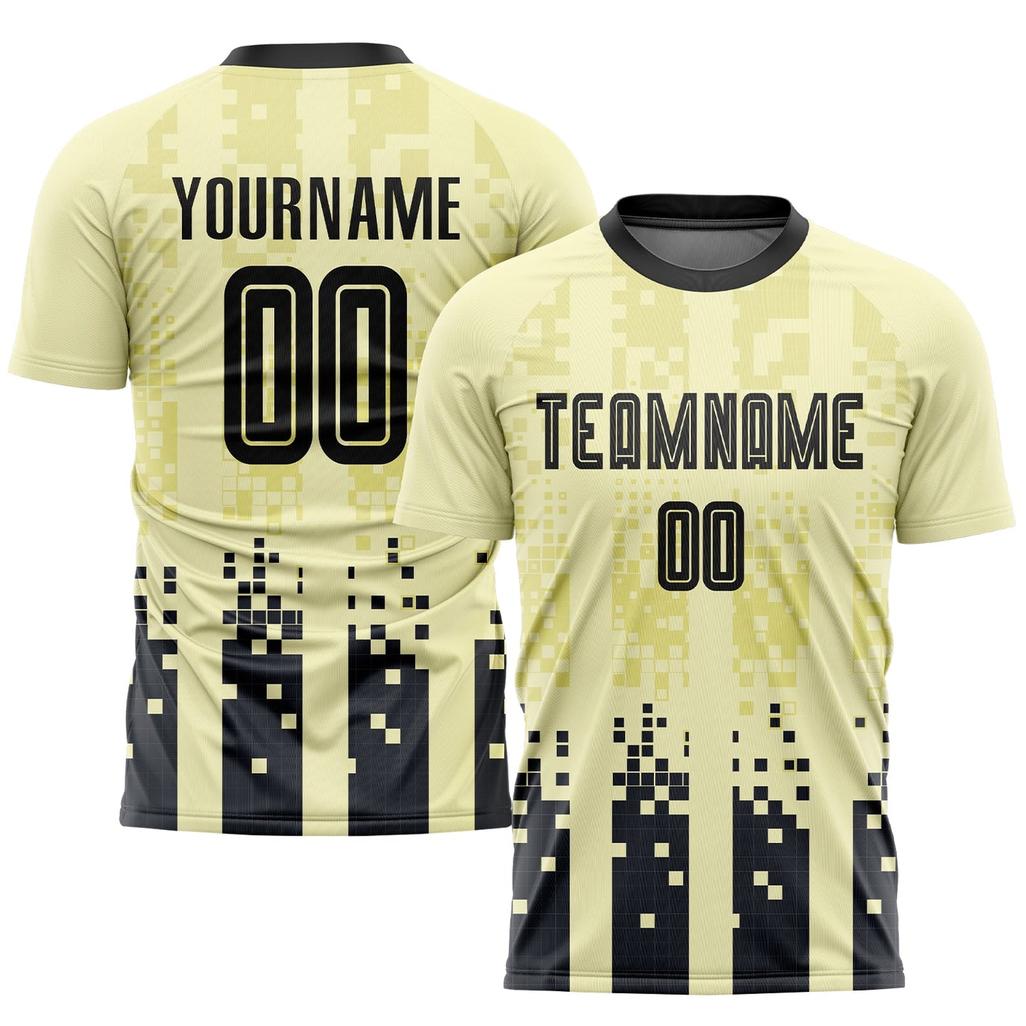 Camiseta de fútbol personalizada de sublimación para local, color crema y negro